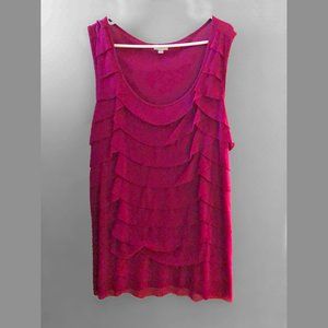 Avenue Plus Size Scalloped Crepe Sleeveless Blouse